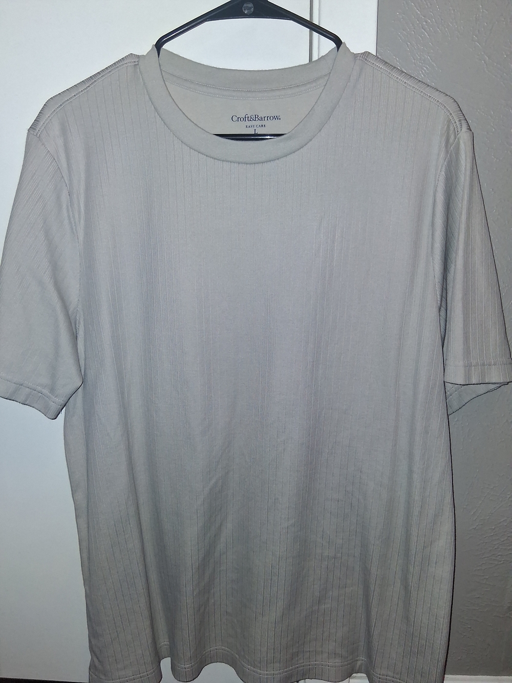 croft & barrow Light Gray Ribbed Crewneck Short-Sleeve Shirt